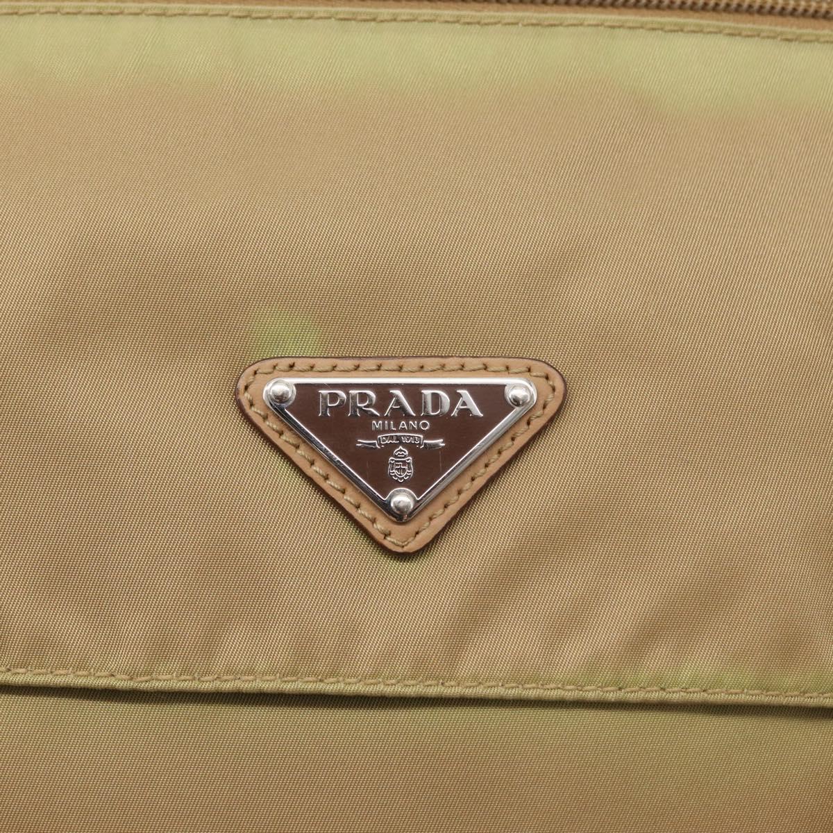 PRADA Shoulder Bag Nylon Beige Silver Auth ar13777