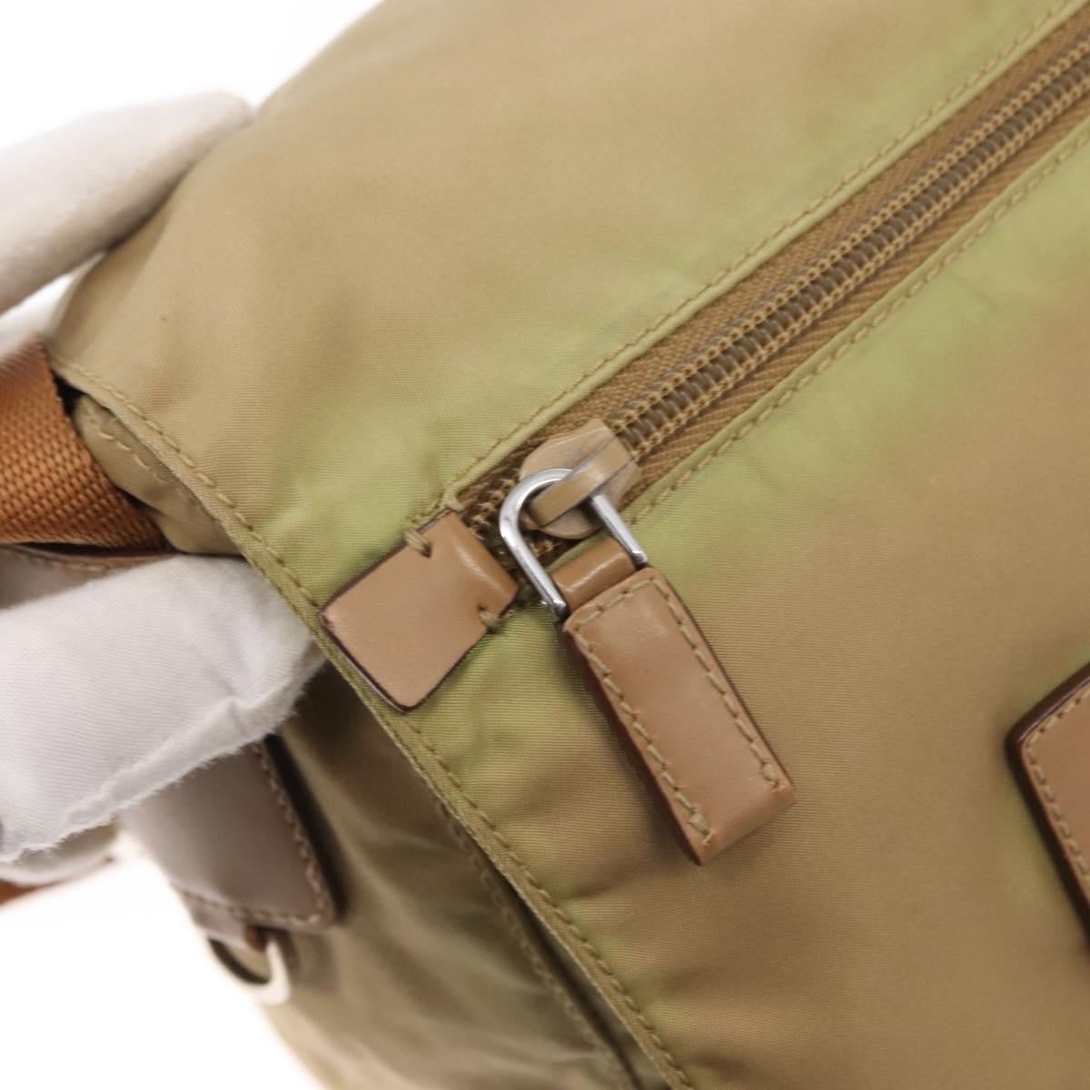 PRADA Shoulder Bag Nylon Beige Silver Auth ar13777