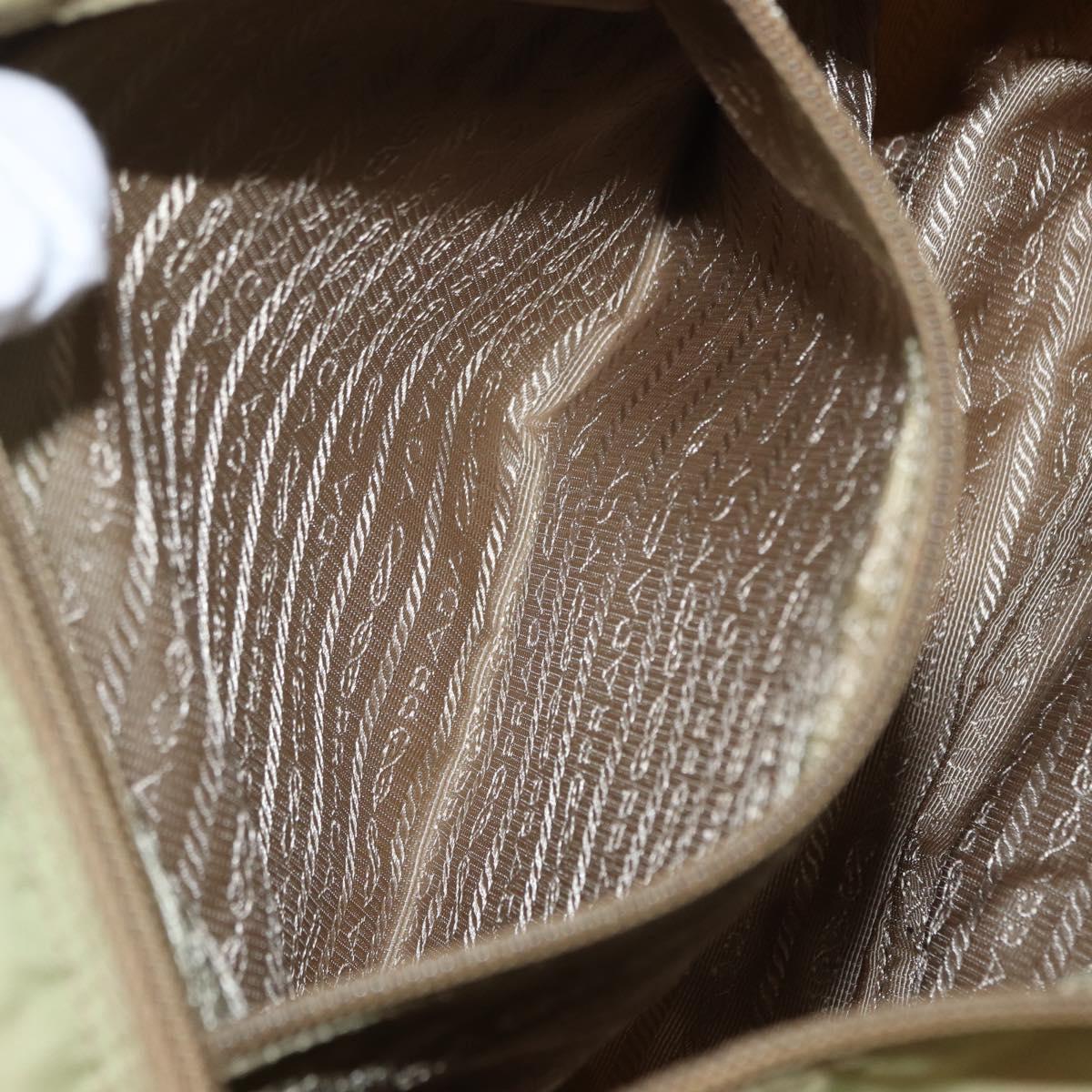 PRADA Shoulder Bag Nylon Beige Silver Auth ar13777