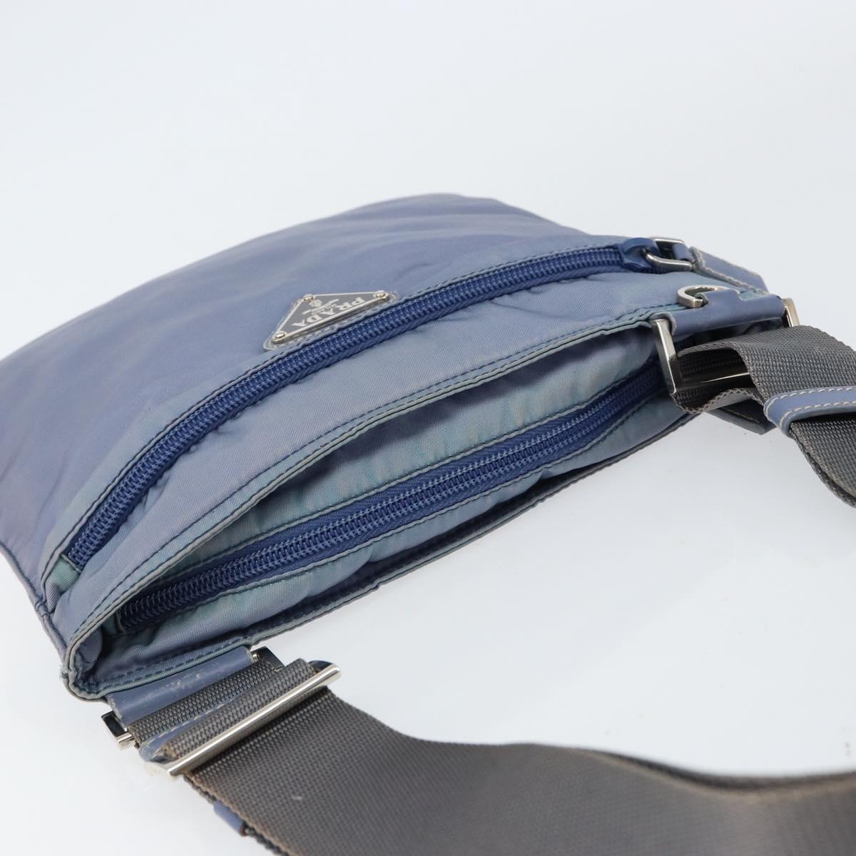 PRADA Shoulder Bag Nylon Light Blue Silver Auth ar13778