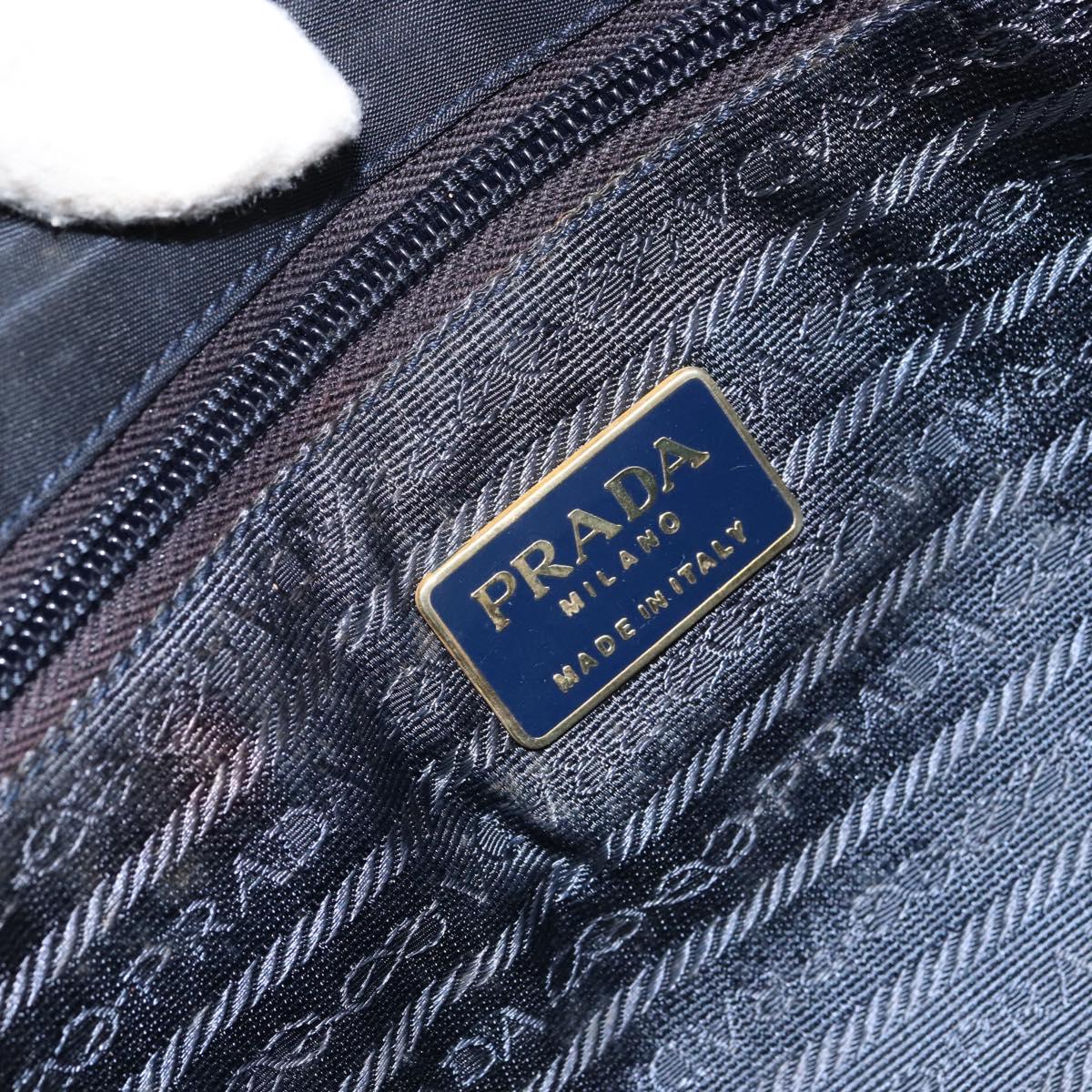 PRADA Hand Bag Nylon Black Gold Auth ar13780