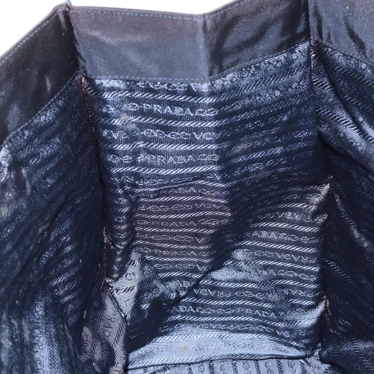 PRADA Hand Bag Nylon Black Gold Auth ar13780