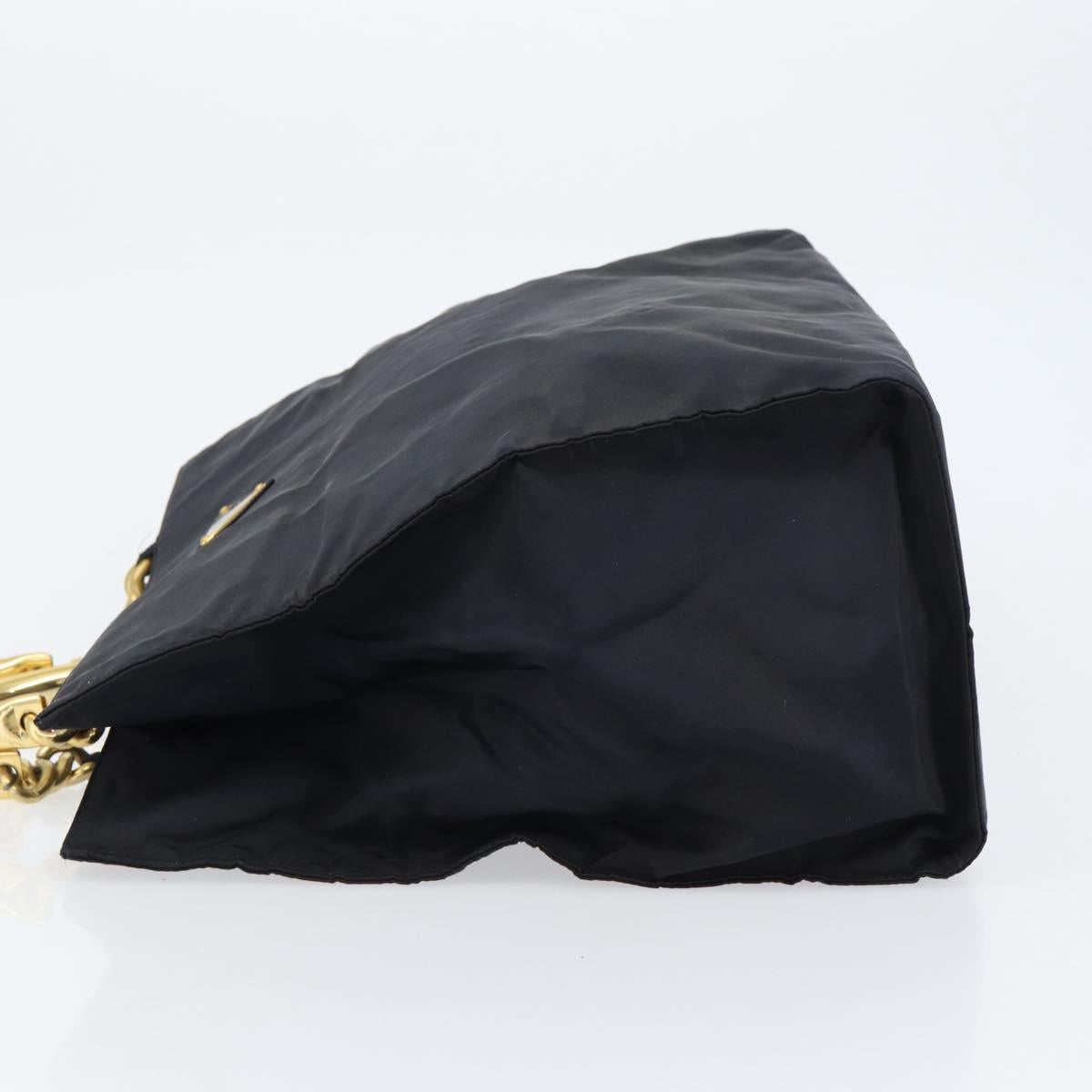 PRADA Hand Bag Nylon Black Gold Auth ar13780