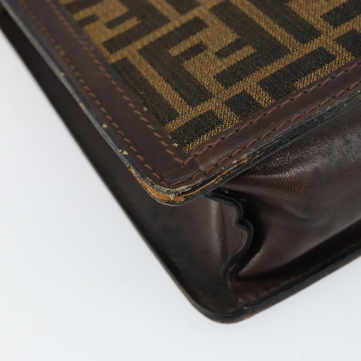 FENDI Zucca Canvas Shoulder Bag Black Brown Auth ar13782