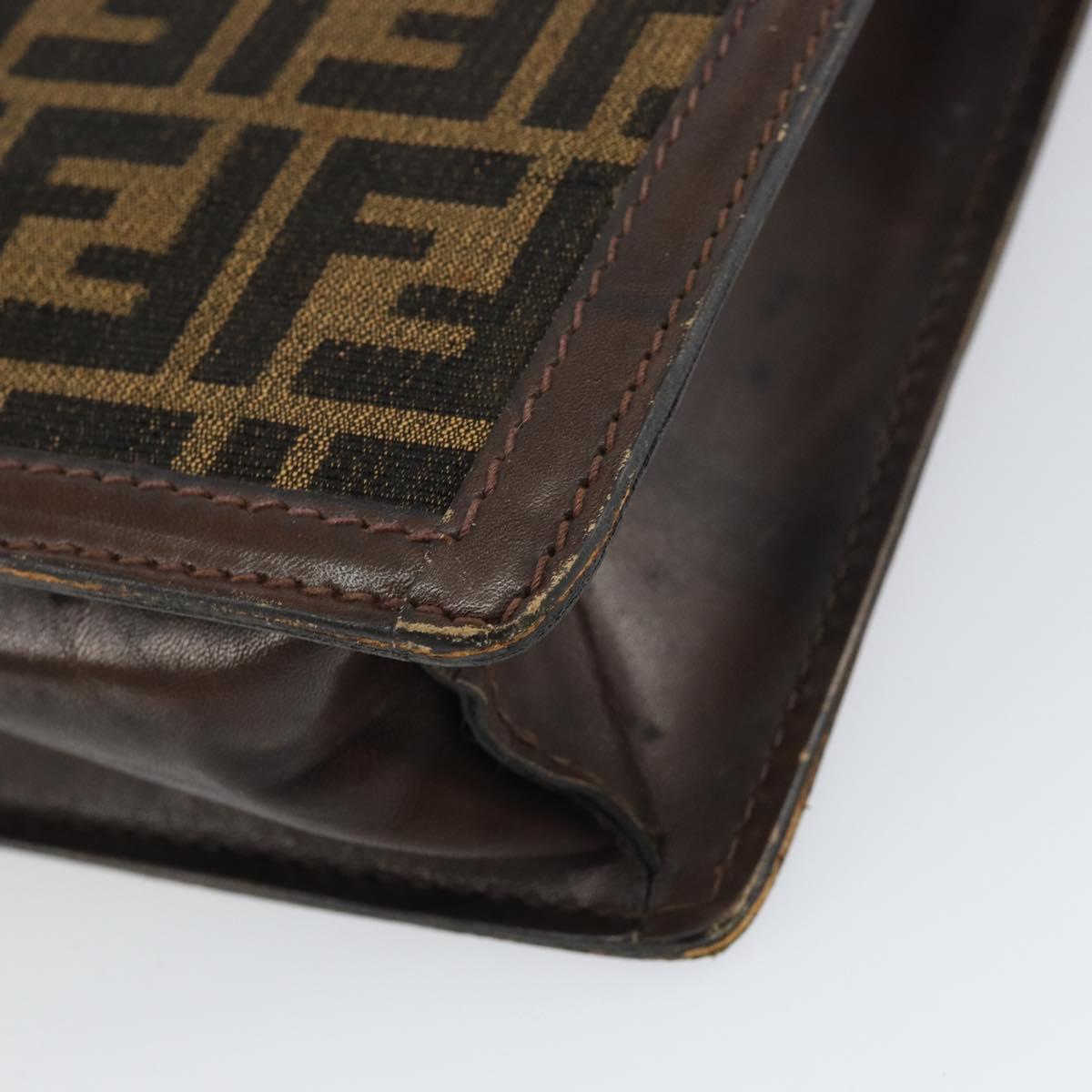 FENDI Zucca Canvas Shoulder Bag Black Brown Auth ar13782