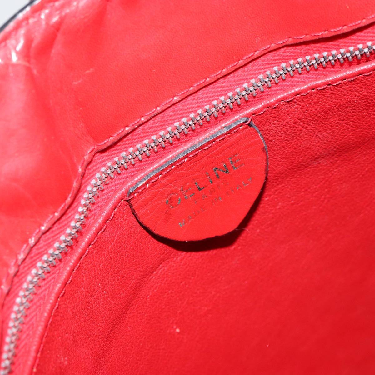 CELINE Circle Shoulder Bag Leather Red Gold Auth ar13783