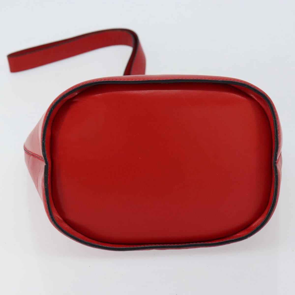 CELINE Circle Shoulder Bag Leather Red Gold Auth ar13783