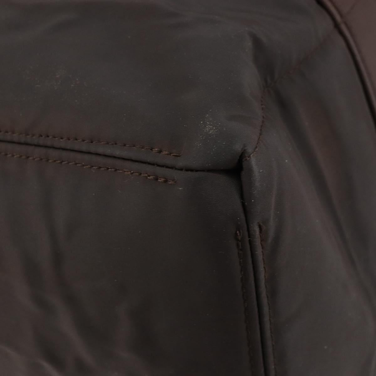 HERMES Akapu Luco MM Hand Bag Nylon Dark Brown Auth ar13784