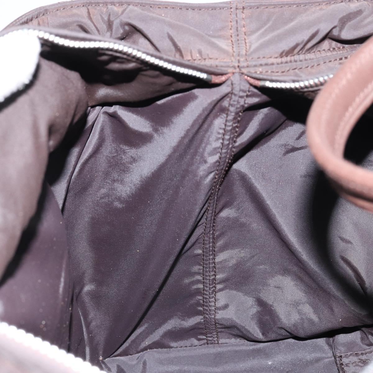 HERMES Akapu Luco MM Hand Bag Nylon Dark Brown Auth ar13784