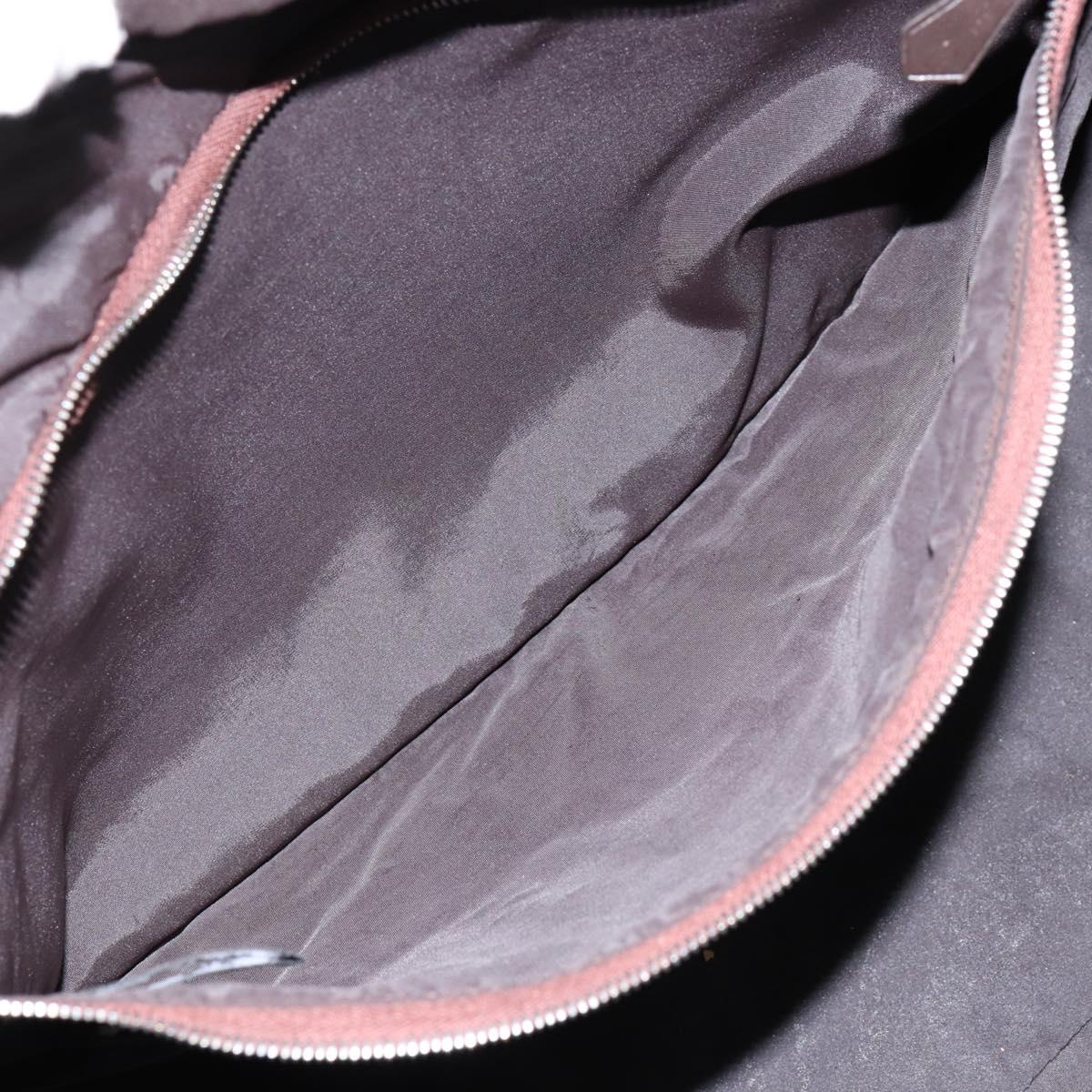 HERMES Akapu Luco MM Hand Bag Nylon Dark Brown Auth ar13784