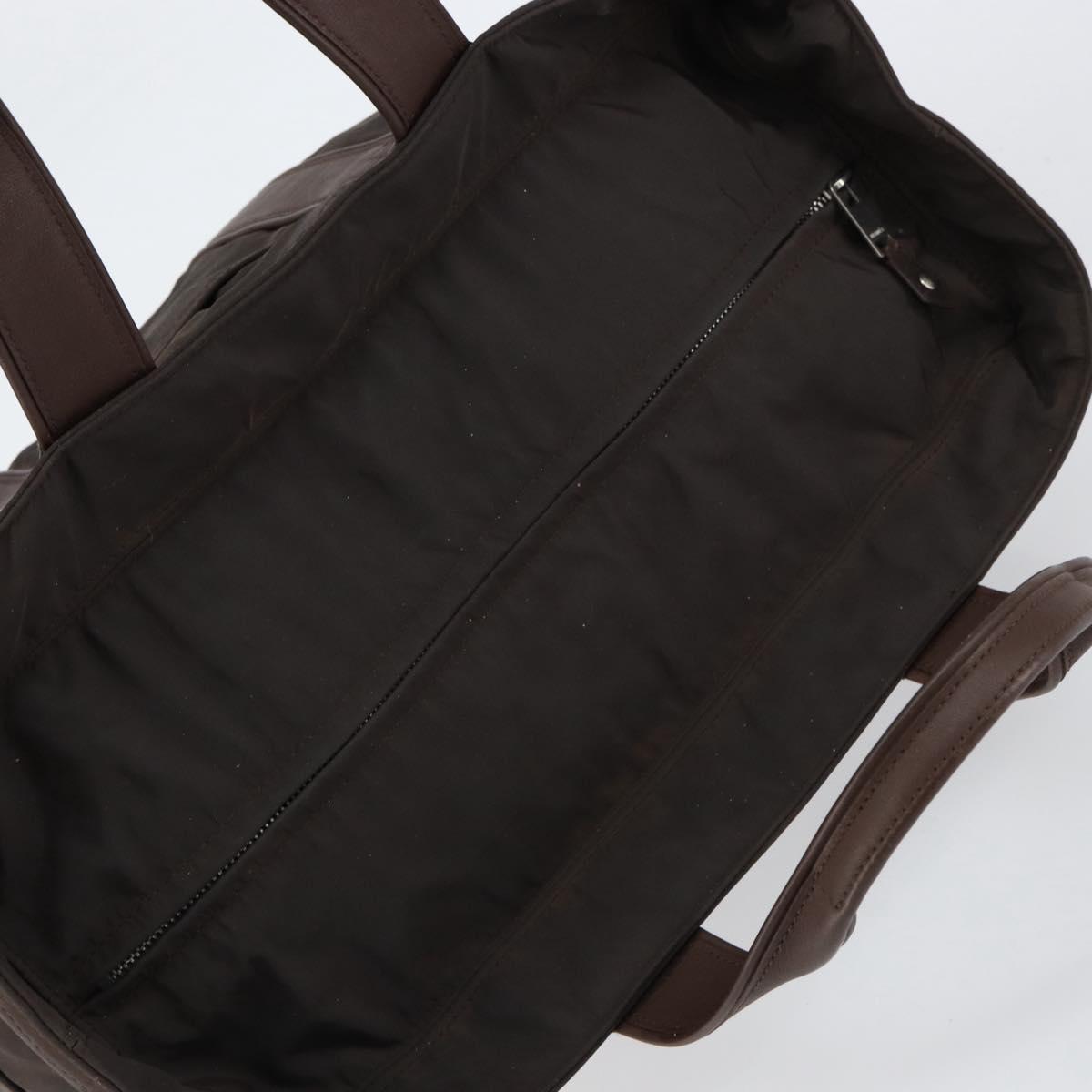 HERMES Akapu Luco MM Hand Bag Nylon Dark Brown Auth ar13784