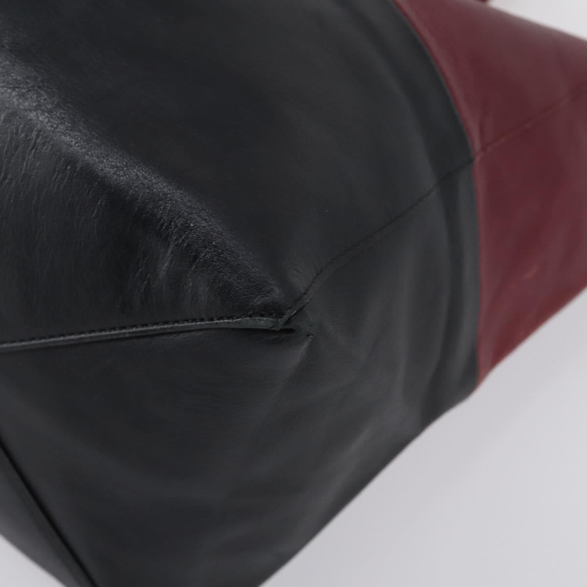 CELINE Horizontalkava Tote Bag Leather Bordeaux Gold Auth ar13790