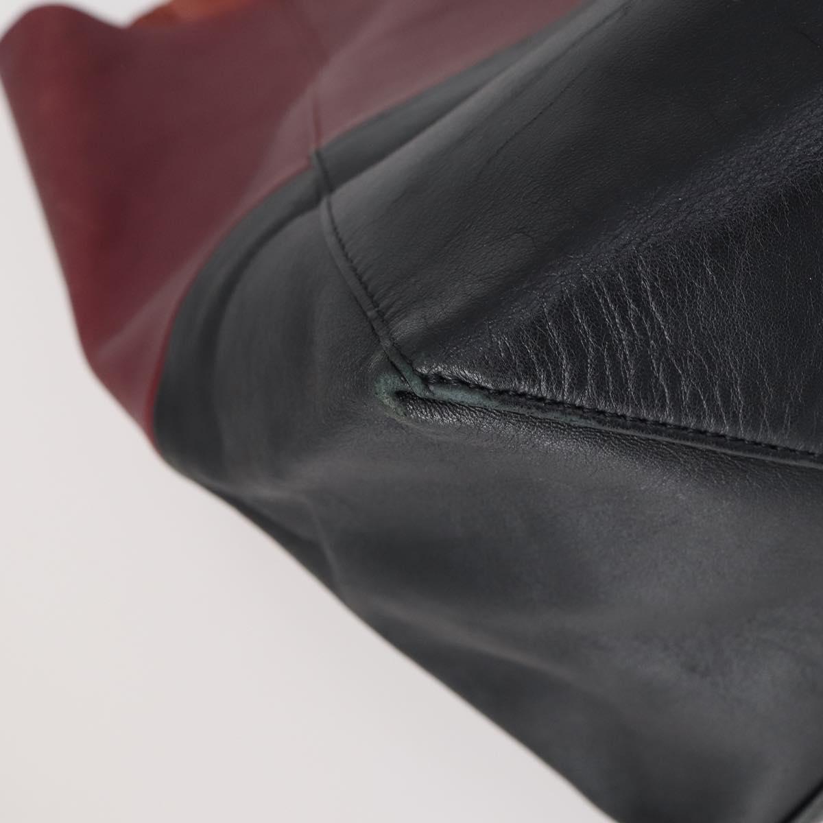 CELINE Horizontalkava Tote Bag Leather Bordeaux Gold Auth ar13790