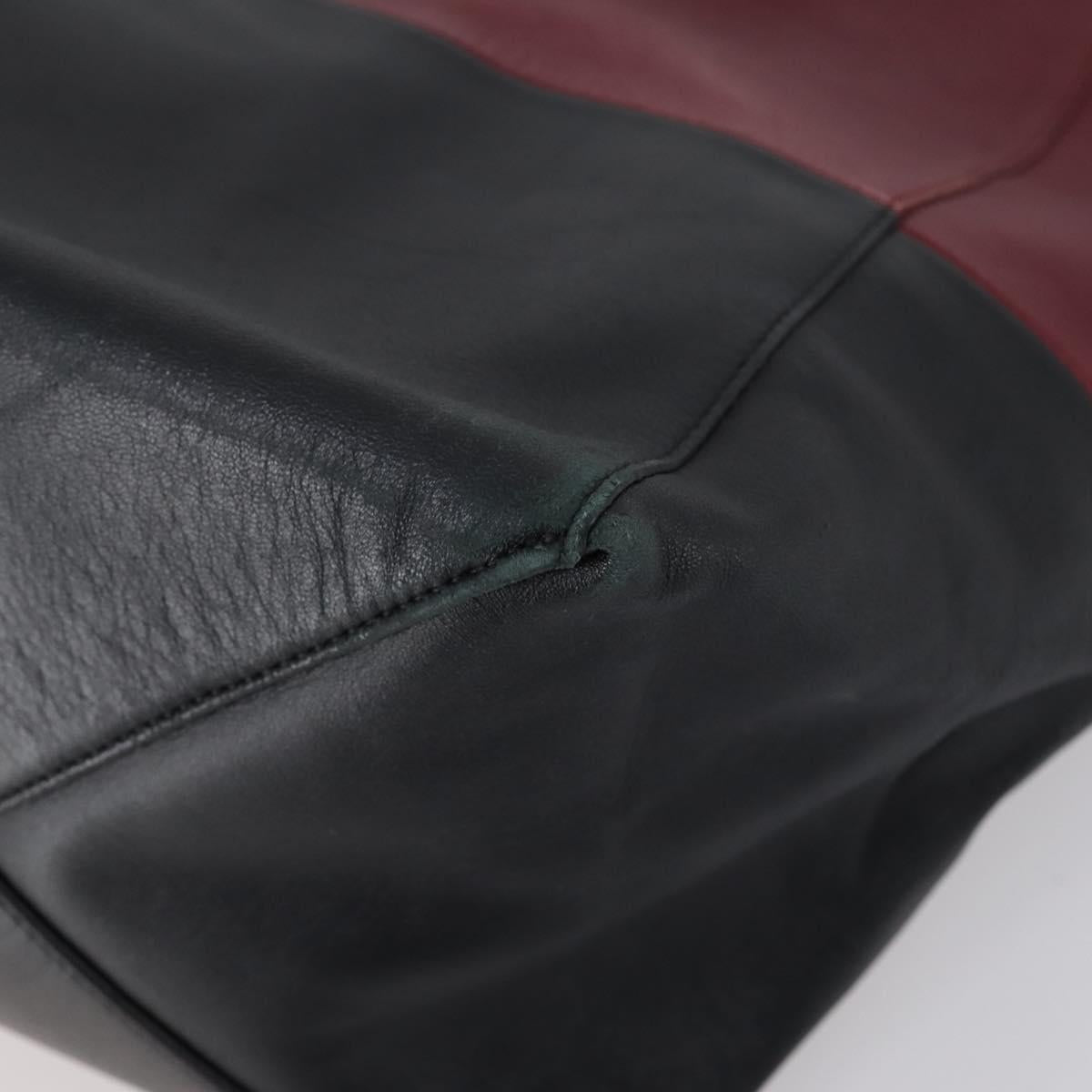 CELINE Horizontalkava Tote Bag Leather Bordeaux Gold Auth ar13790