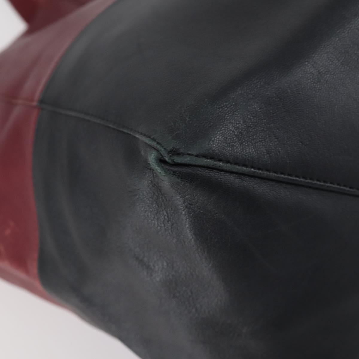 CELINE Horizontalkava Tote Bag Leather Bordeaux Gold Auth ar13790