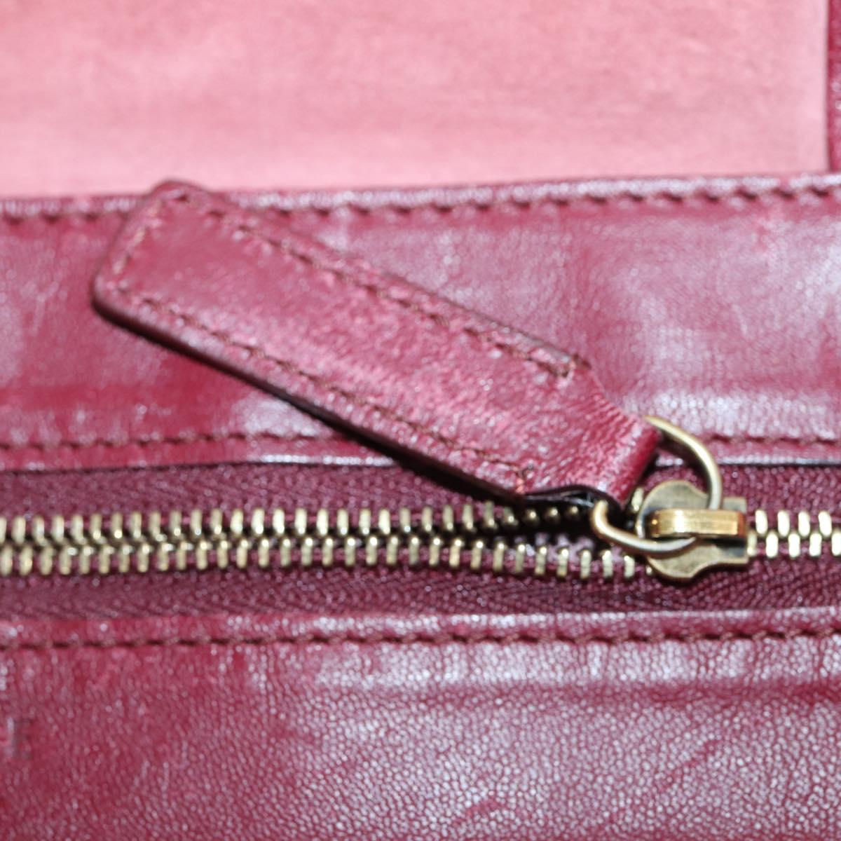 CELINE Horizontalkava Tote Bag Leather Bordeaux Gold Auth ar13790