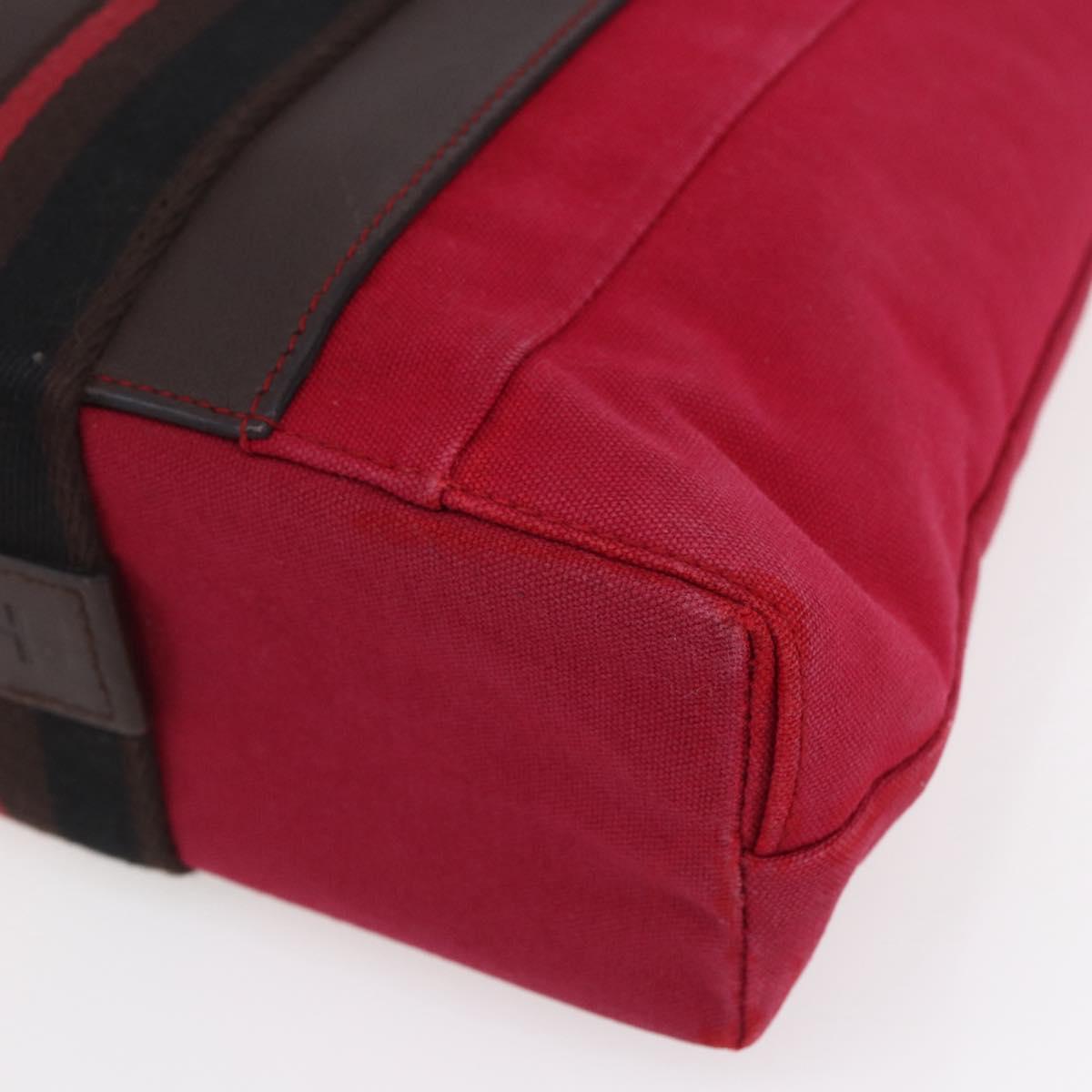 HERMES Trocha Horizontal Zonal MM Tote Bag Canvas Red Silver Auth ar13791