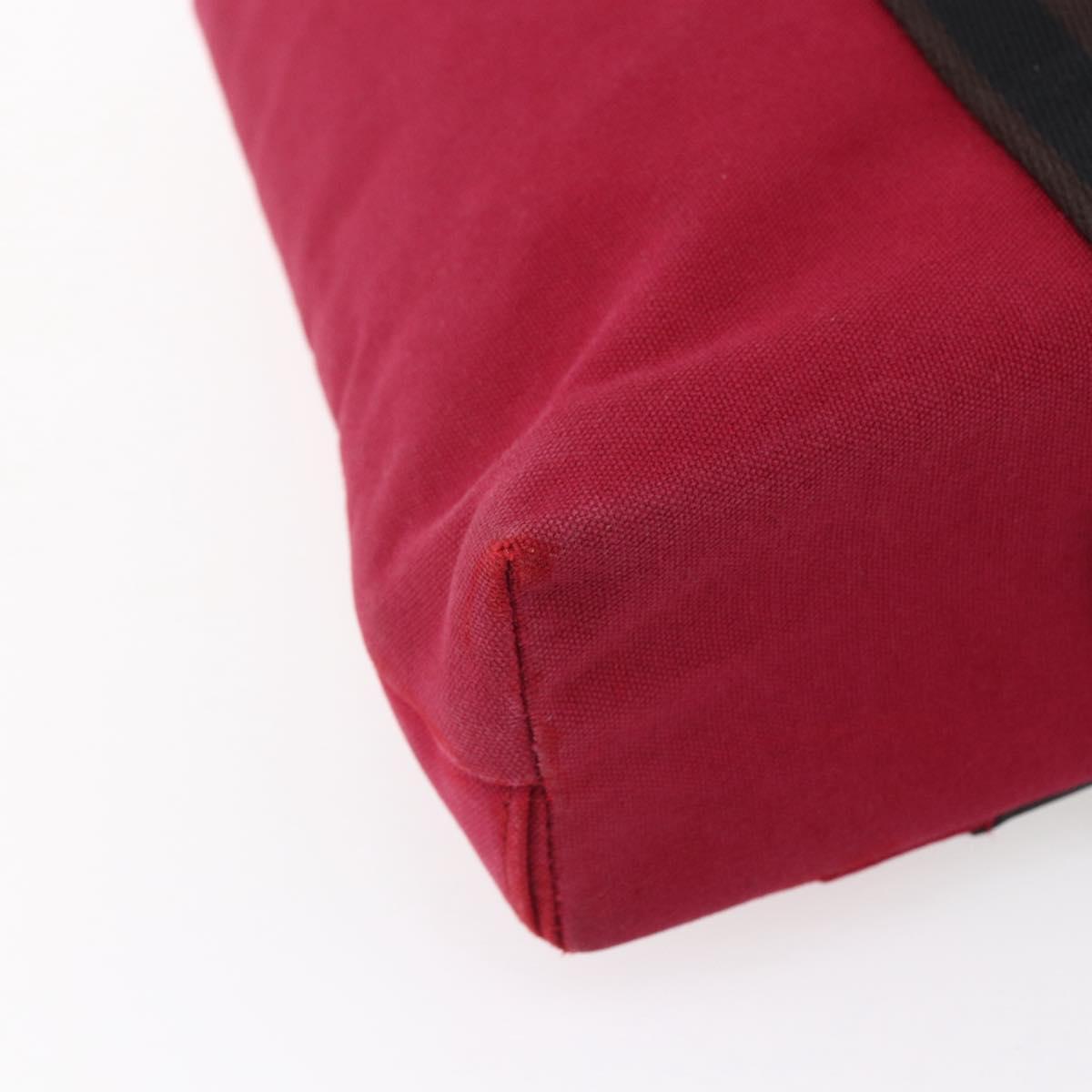 HERMES Trocha Horizontal Zonal MM Tote Bag Canvas Red Silver Auth ar13791