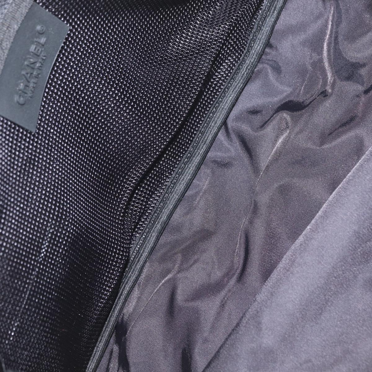 CHANEL Sports Line COCO Mark Shoulder Bag Nylon Ivory Black CC Auth ar13792