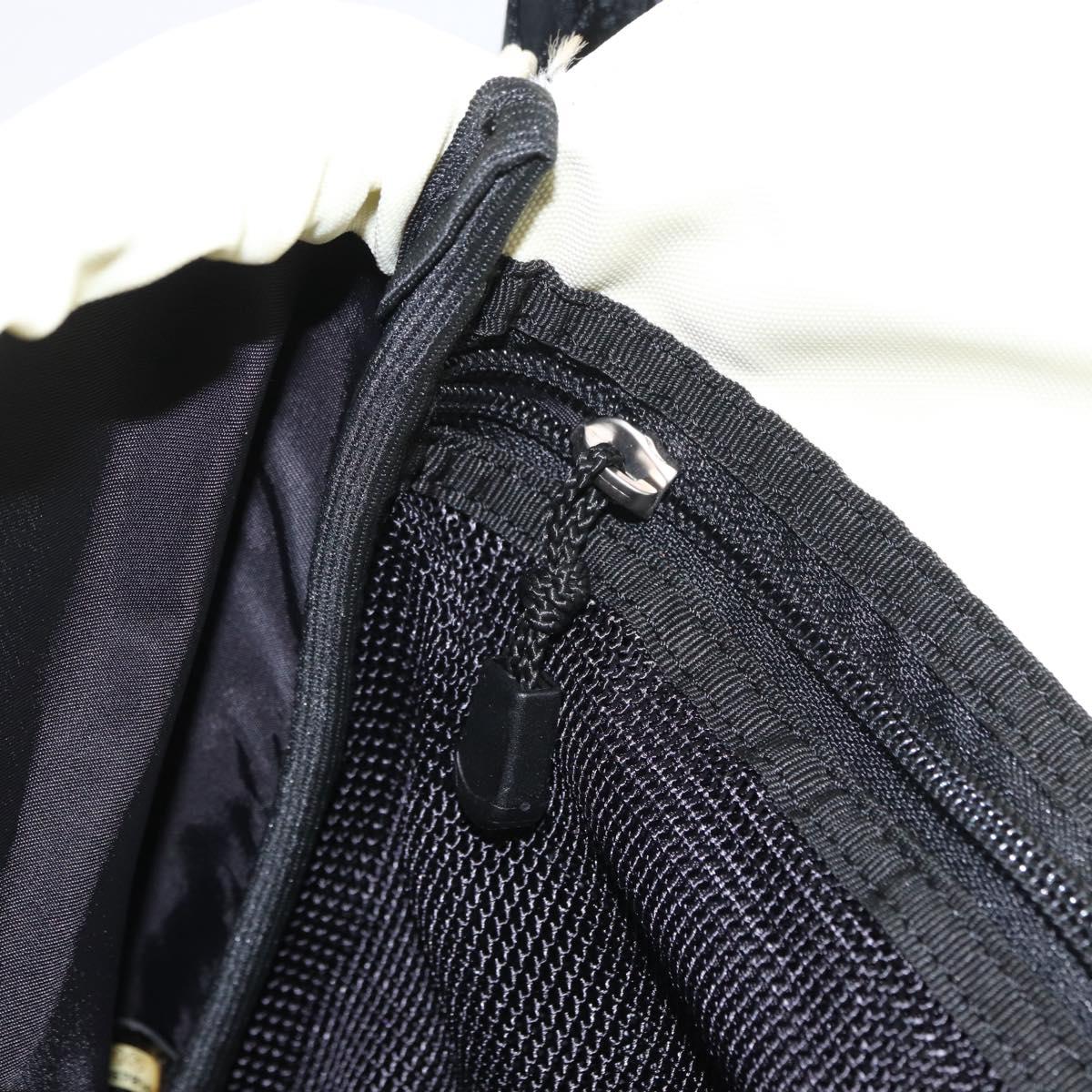 CHANEL Sports Line COCO Mark Shoulder Bag Nylon Ivory Black CC Auth ar13792