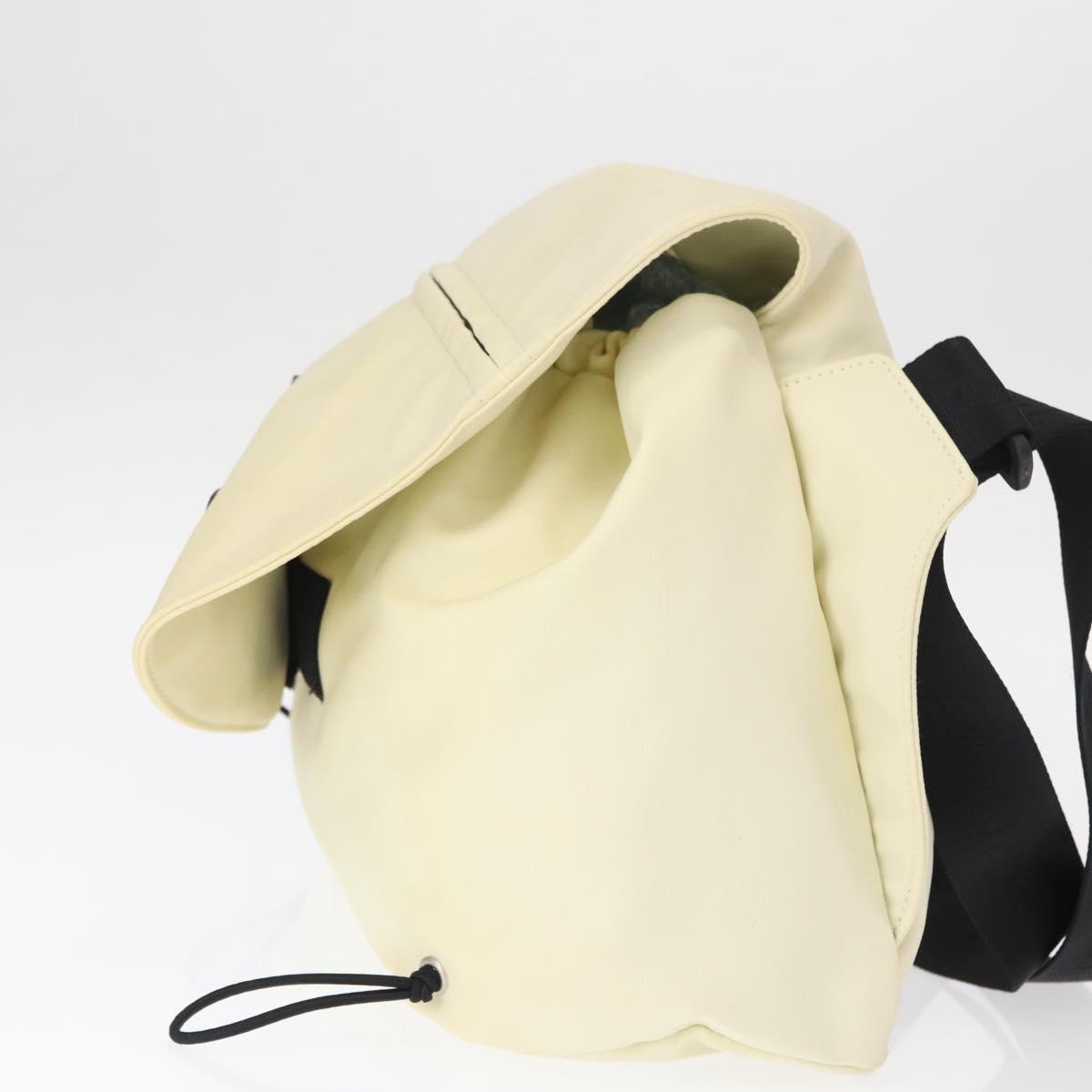 CHANEL Sports Line COCO Mark Shoulder Bag Nylon Ivory Black CC Auth ar13792