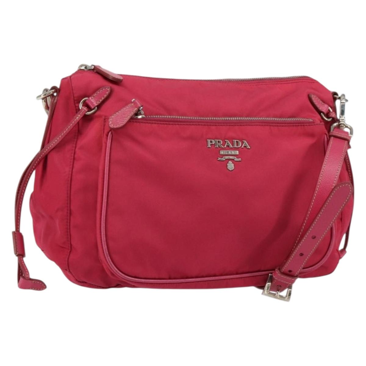 PRADA Shoulder Bag Nylon Pink Silver Auth ar13793