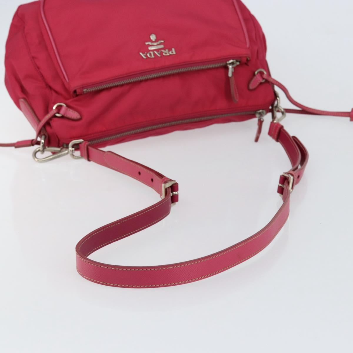 PRADA Shoulder Bag Nylon Pink Silver Auth ar13793