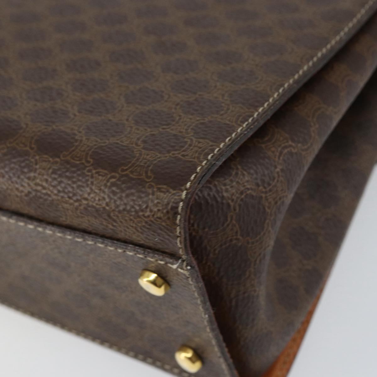 CELINE Macadam Canvas Hand Bag PVC Leather Brown Gold Auth ar13796