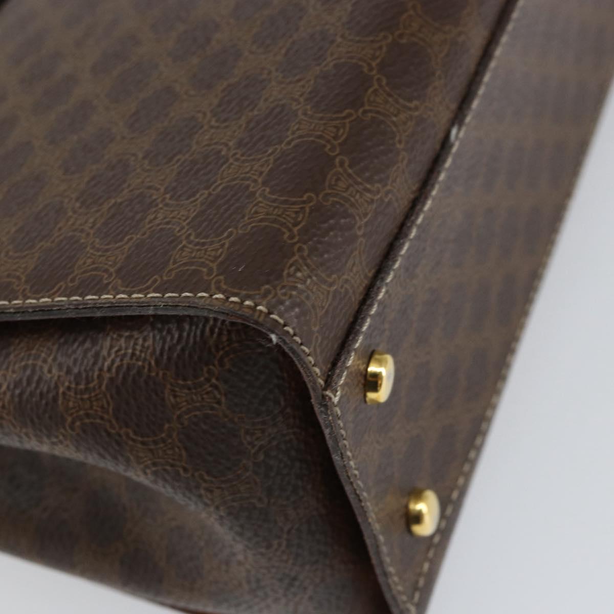 CELINE Macadam Canvas Hand Bag PVC Leather Brown Gold Auth ar13796
