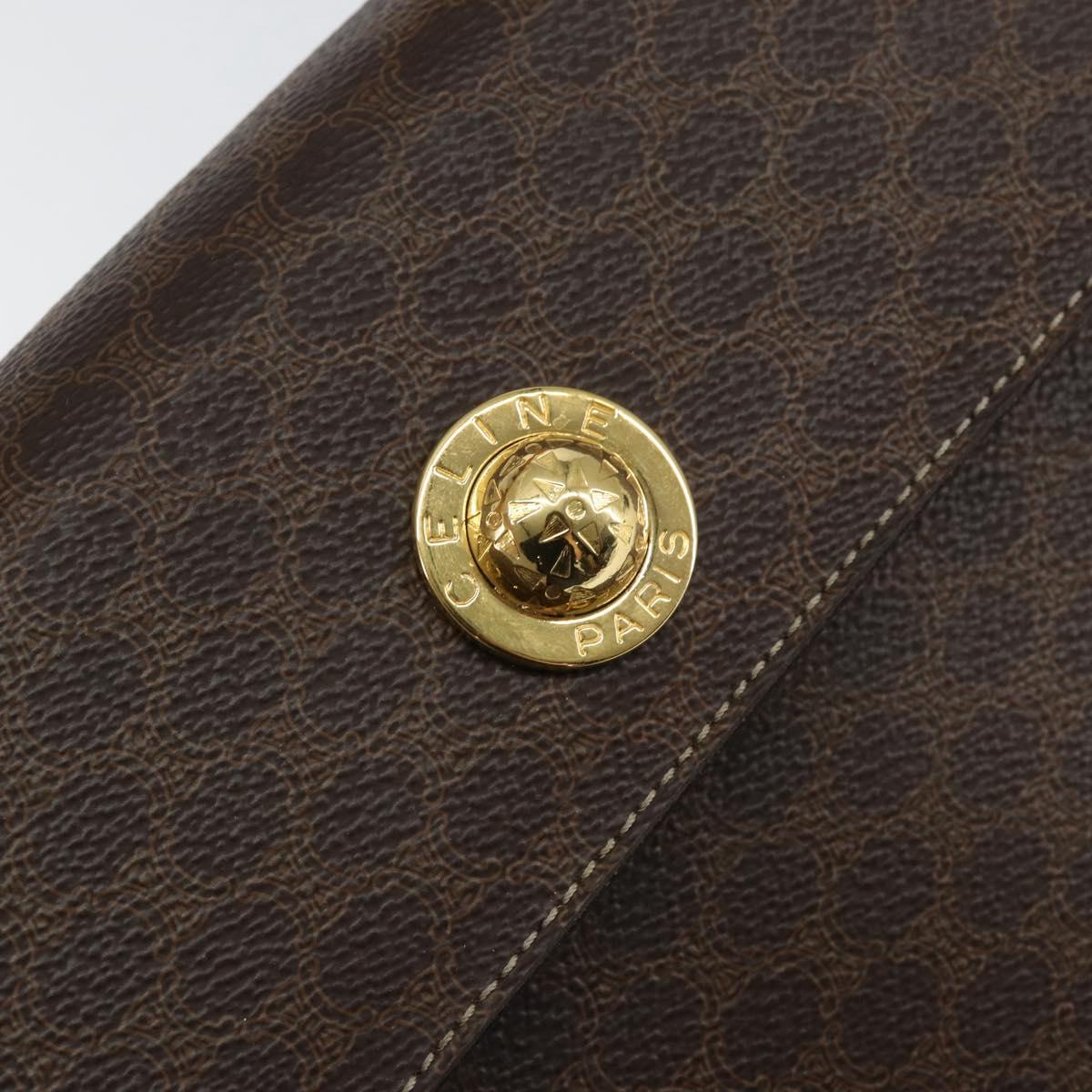 CELINE Macadam Canvas Hand Bag PVC Leather Brown Gold Auth ar13796