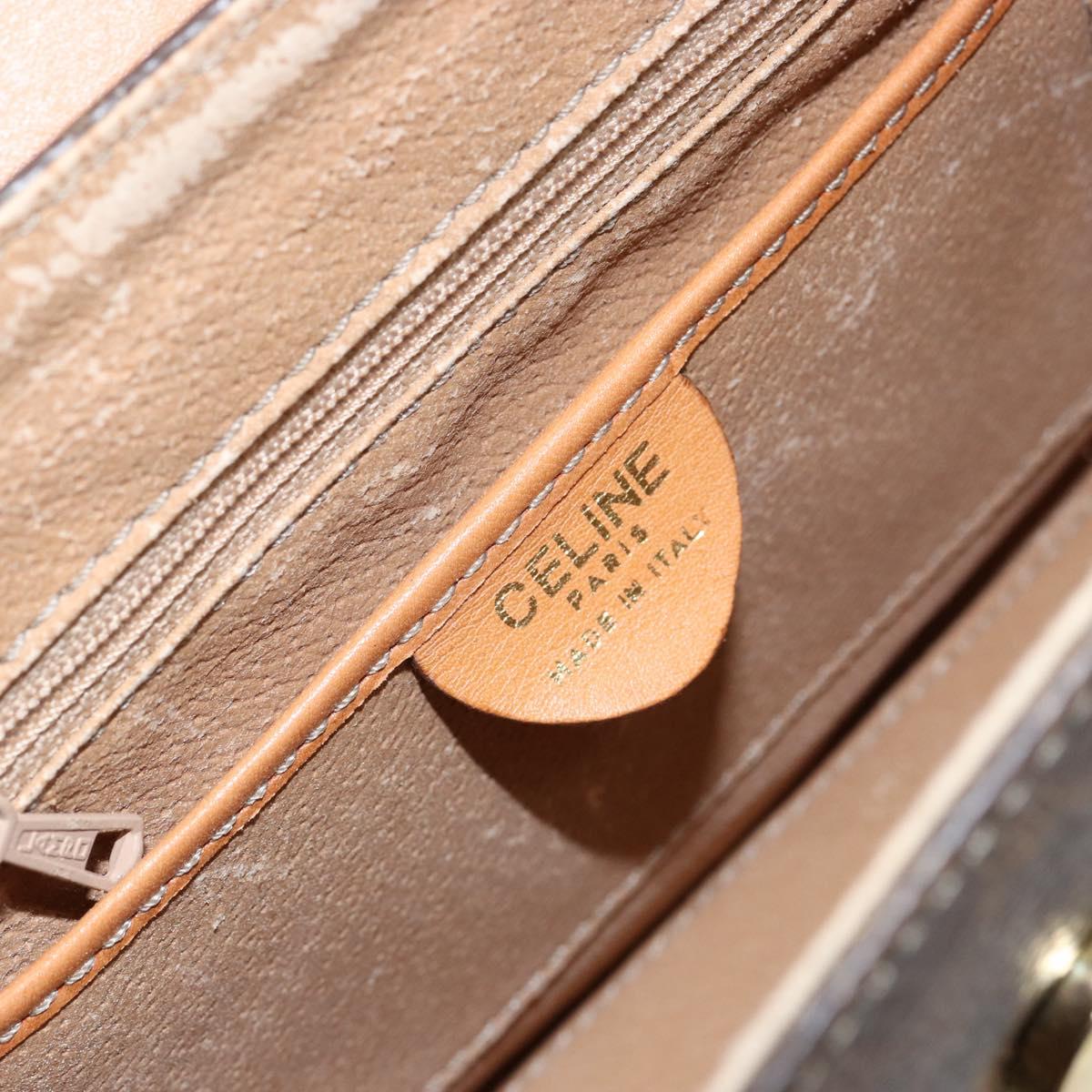 CELINE Macadam Canvas Hand Bag PVC Leather Brown Gold Auth ar13796