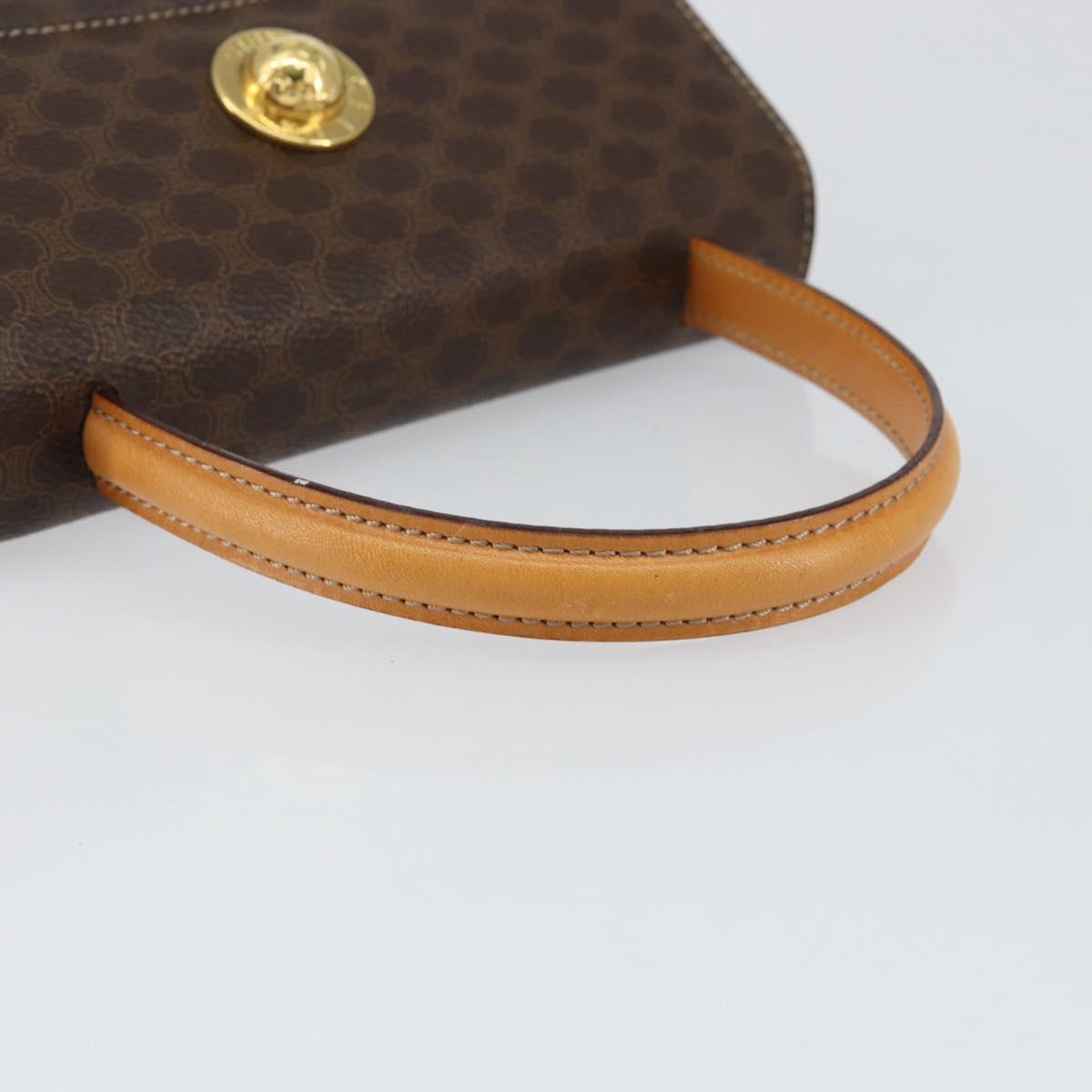 CELINE Macadam Canvas Hand Bag PVC Leather Brown Gold Auth ar13796