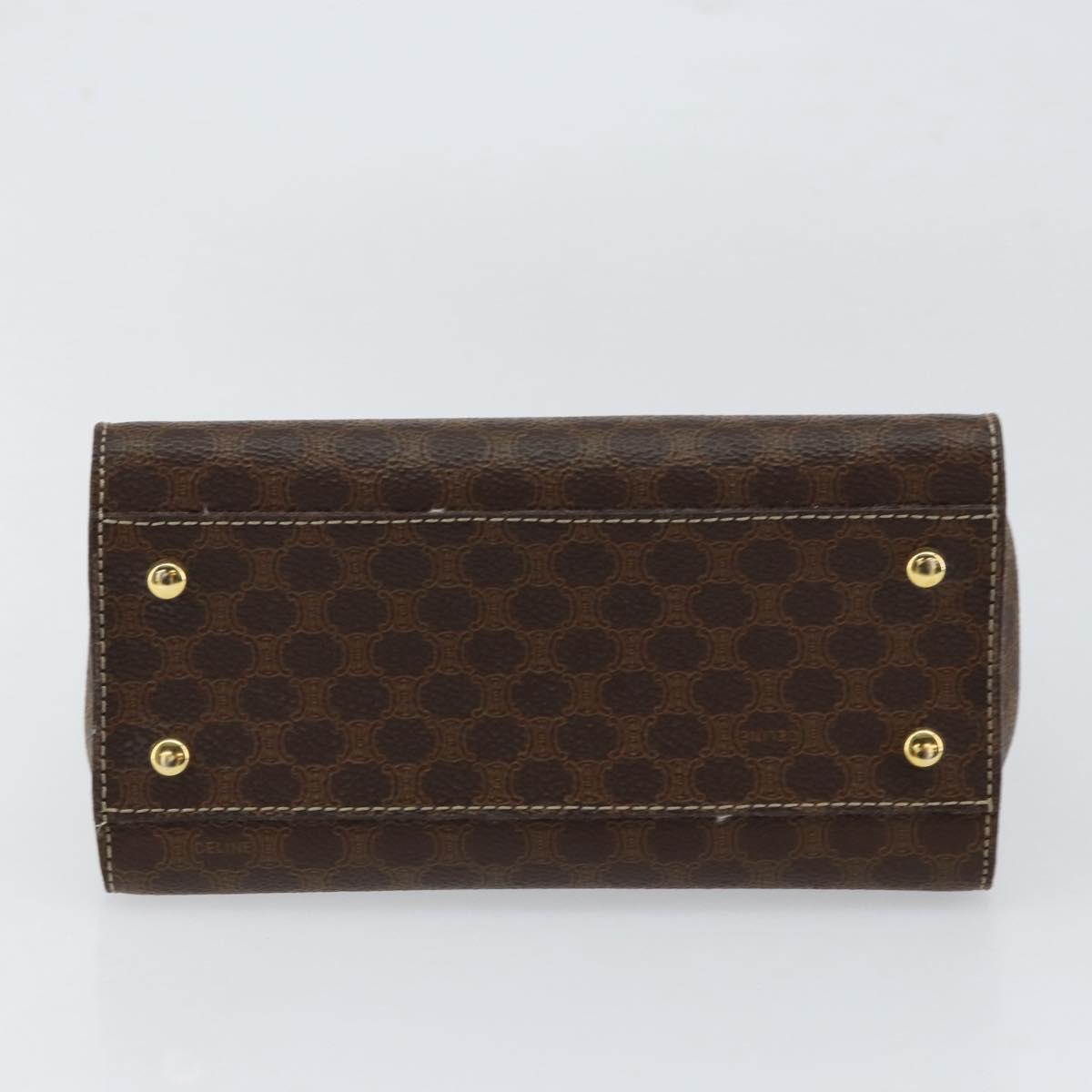 CELINE Macadam Canvas Hand Bag PVC Leather Brown Gold Auth ar13796