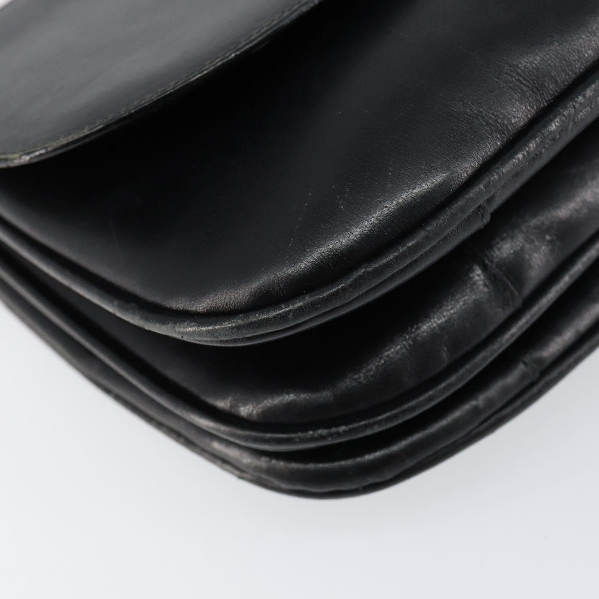 CELINE Horse Carriage Shoulder Bag Leather Black Gold Auth ar13797