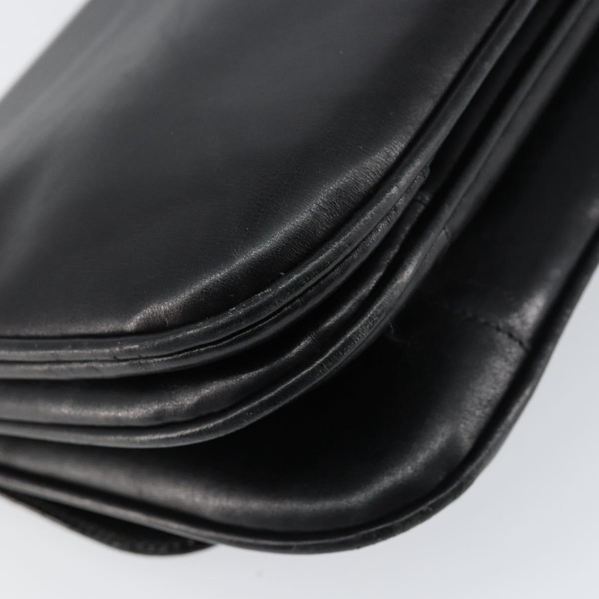 CELINE Horse Carriage Shoulder Bag Leather Black Gold Auth ar13797