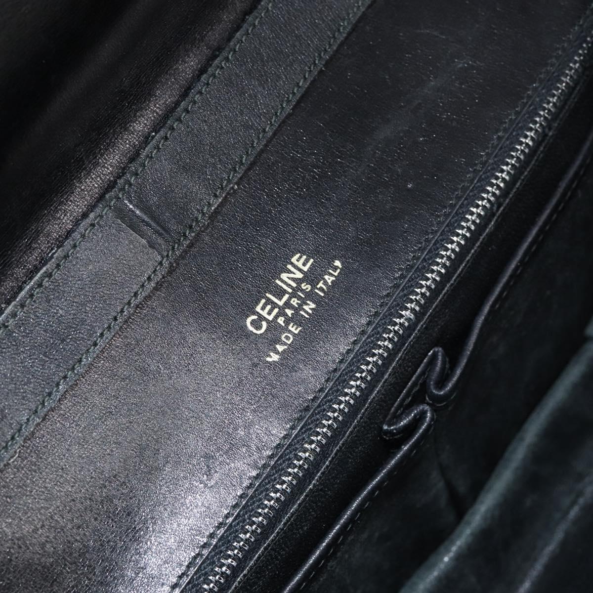 CELINE Horse Carriage Shoulder Bag Leather Black Gold Auth ar13797