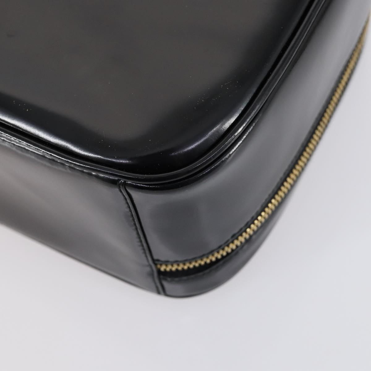 GUCCI Hand Bag Enamel 2way Black Gold 000 2040 0323 Auth ar13798