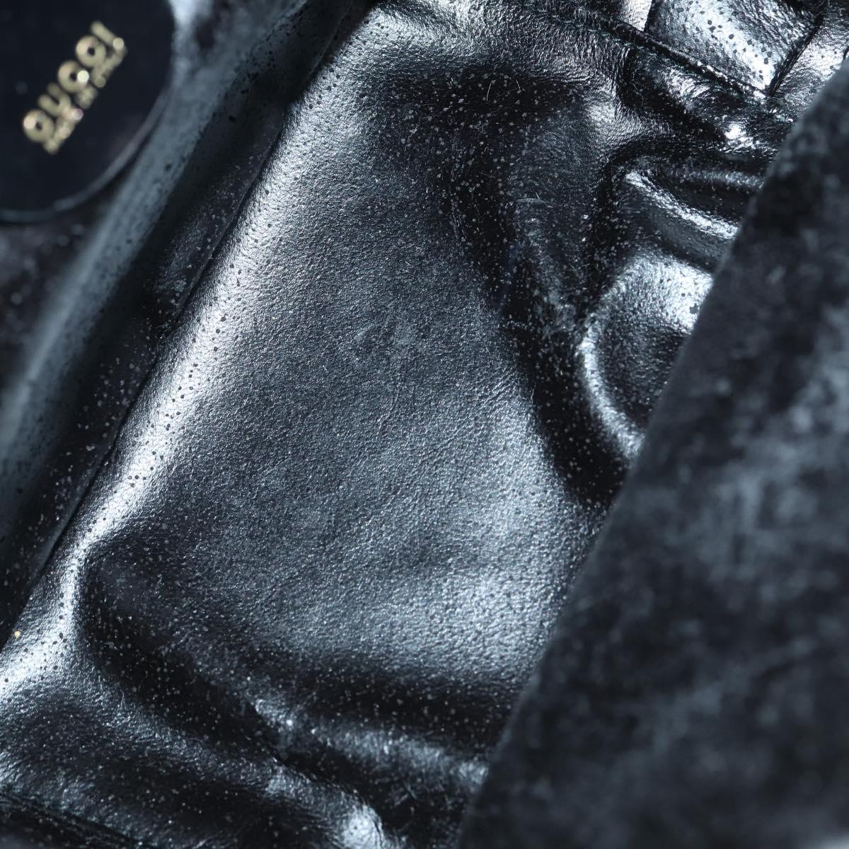 GUCCI Hand Bag Enamel 2way Black Gold 000 2040 0323 Auth ar13798