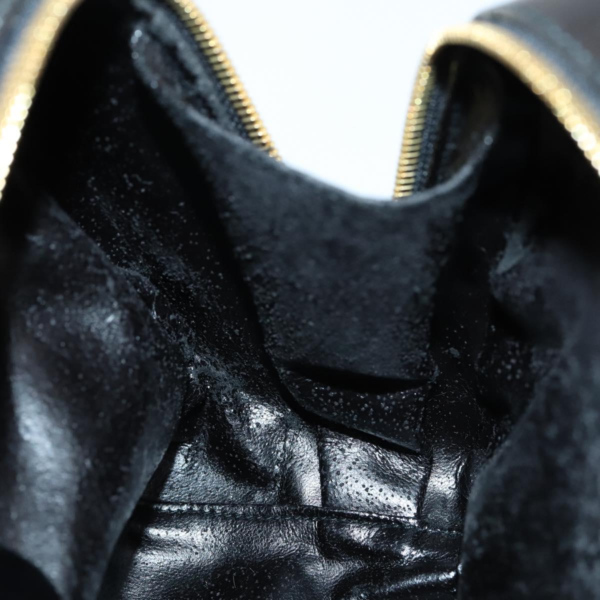 GUCCI Hand Bag Enamel 2way Black Gold 000 2040 0323 Auth ar13798