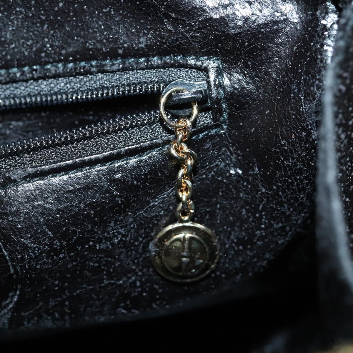 GUCCI Hand Bag Enamel 2way Black Gold 000 2040 0323 Auth ar13798