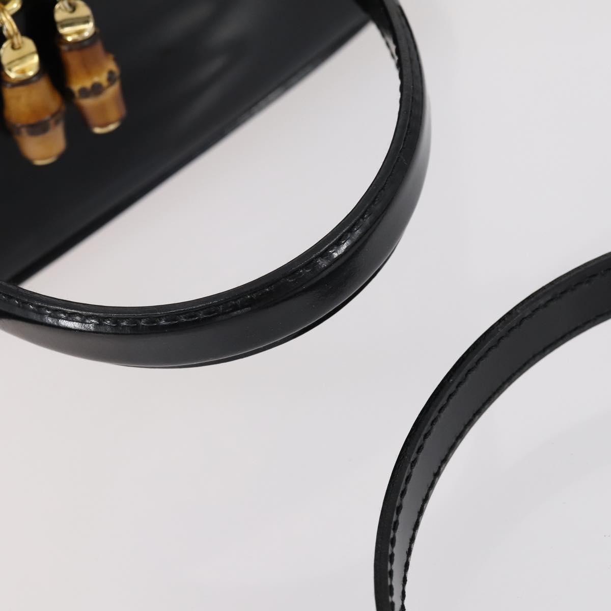 GUCCI Hand Bag Enamel 2way Black Gold 000 2040 0323 Auth ar13798