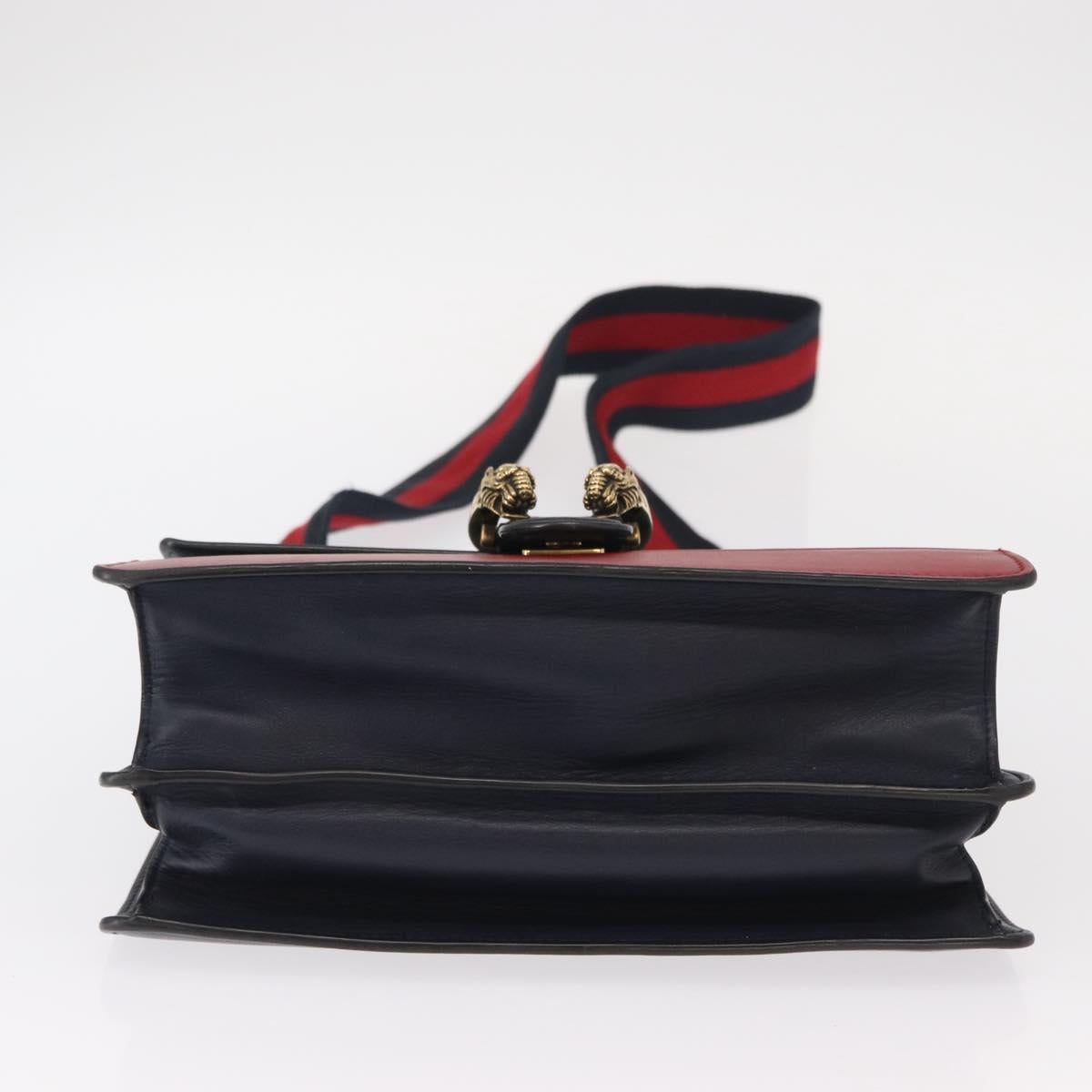 GUCCI Bamboo Dionysus Hand Bag Leather Red Navy Green 448075 Auth ar13800