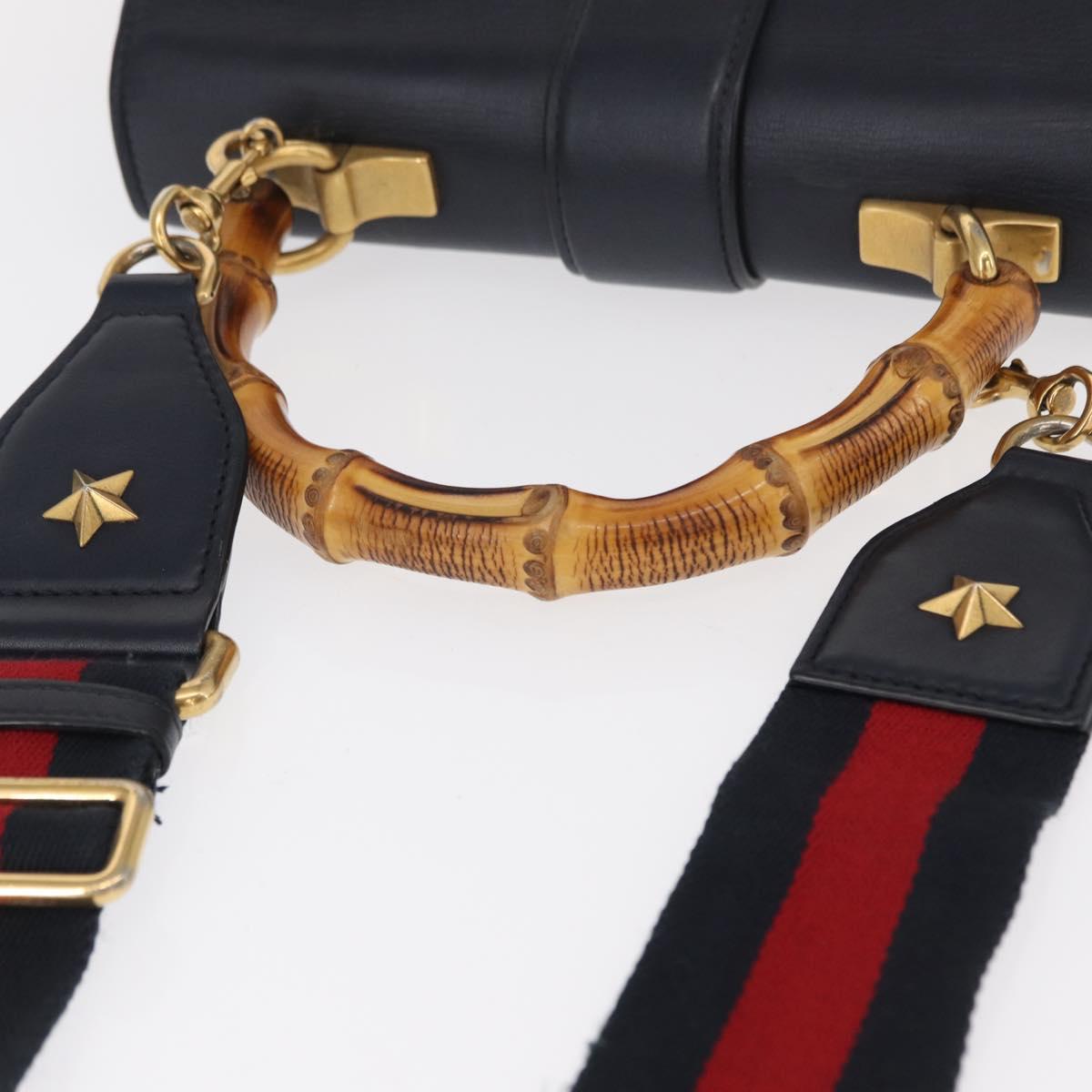 GUCCI Bamboo Dionysus Hand Bag Leather Red Navy Green 448075 Auth ar13800
