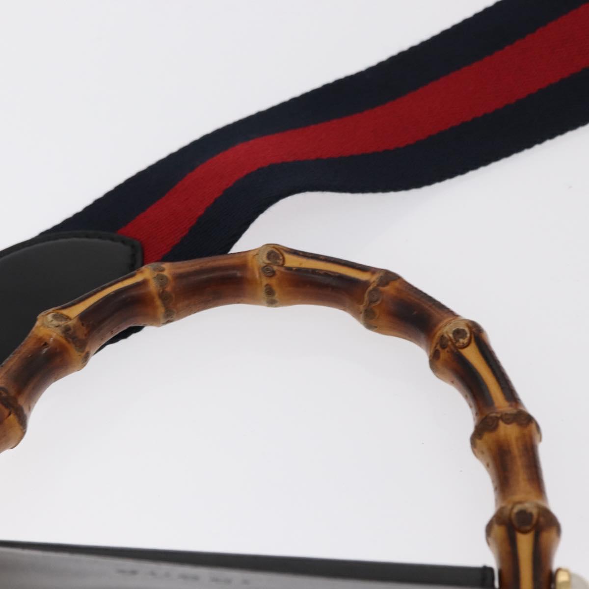 GUCCI Bamboo Sherry Line Nim Fair Bag Leather 2way Black 459076 Auth ar13801