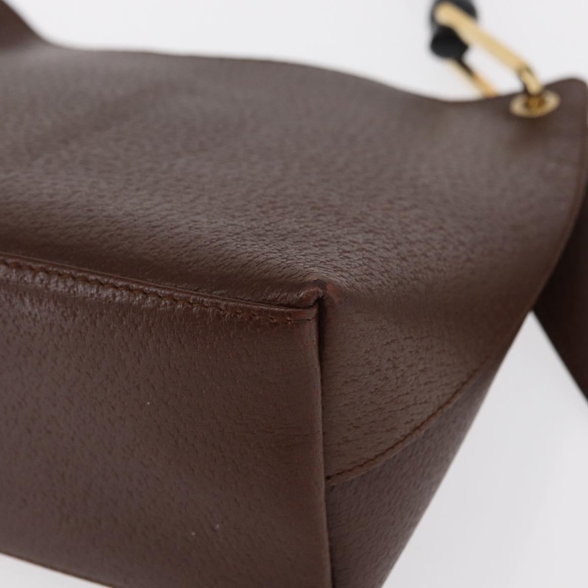 GUCCI Bamboo Hand Bag Leather Brown Gold 001 1883 Auth ar13802