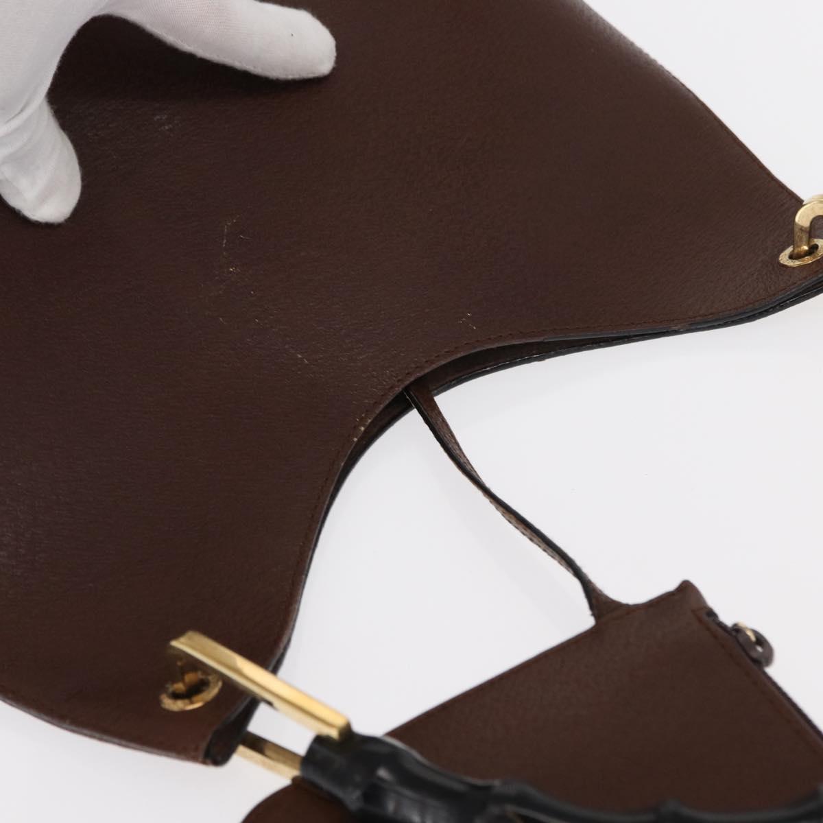 GUCCI Bamboo Hand Bag Leather Brown Gold 001 1883 Auth ar13802