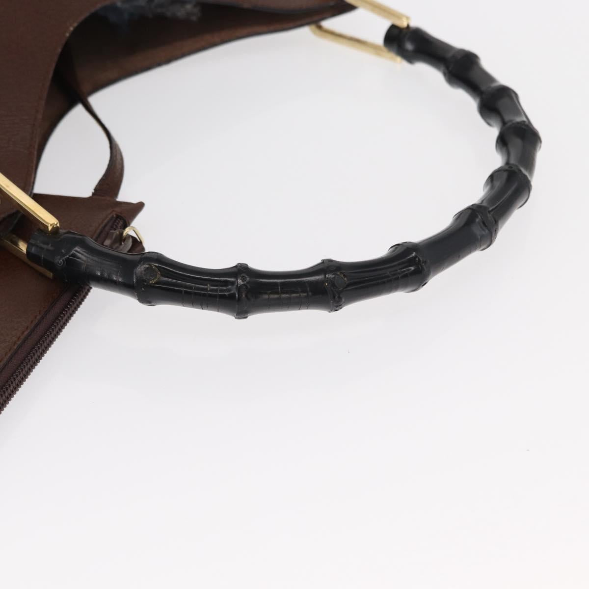 GUCCI Bamboo Hand Bag Leather Brown Gold 001 1883 Auth ar13802