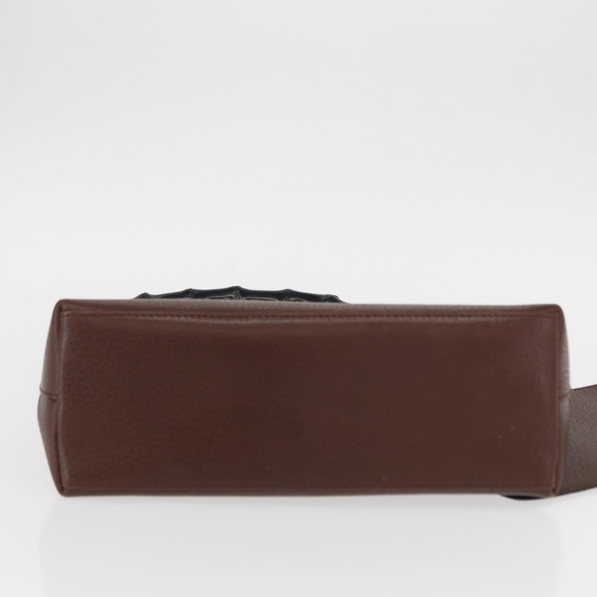 GUCCI Bamboo Hand Bag Leather Brown Gold 001 1883 Auth ar13802