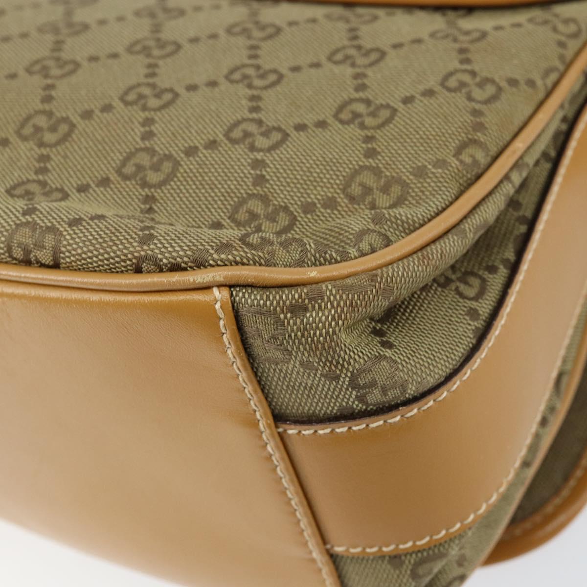 GUCCI GG Canvas Shoulder Bag Beige Gold Auth ar13804
