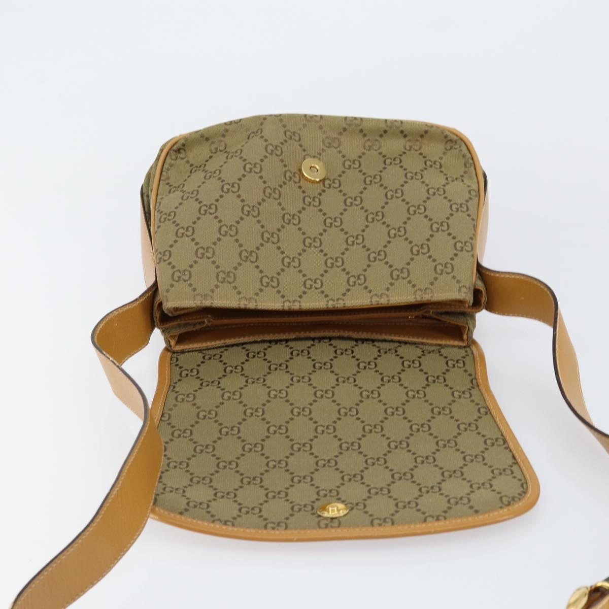 GUCCI GG Canvas Shoulder Bag Beige Gold Auth ar13804
